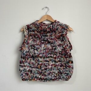 Handknit 100% merino wool chunky knit sweater vest size M